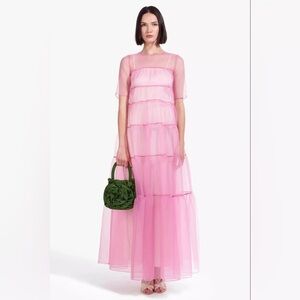 NWT NWT Staud Hyacinth Organza Tiered Maxi Dress Shell Pink